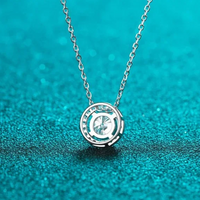 Moissanite Halo Solitaire Necklace - 1 ct