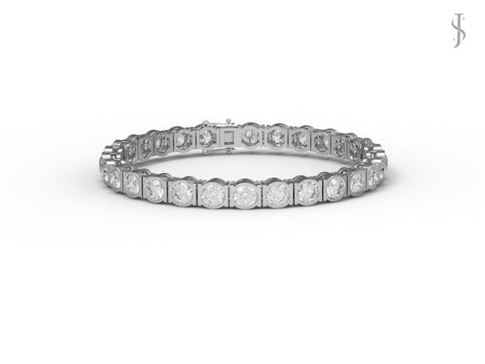 Bezel Set Moissanite Tennis Bracelet - Sterling Silver
