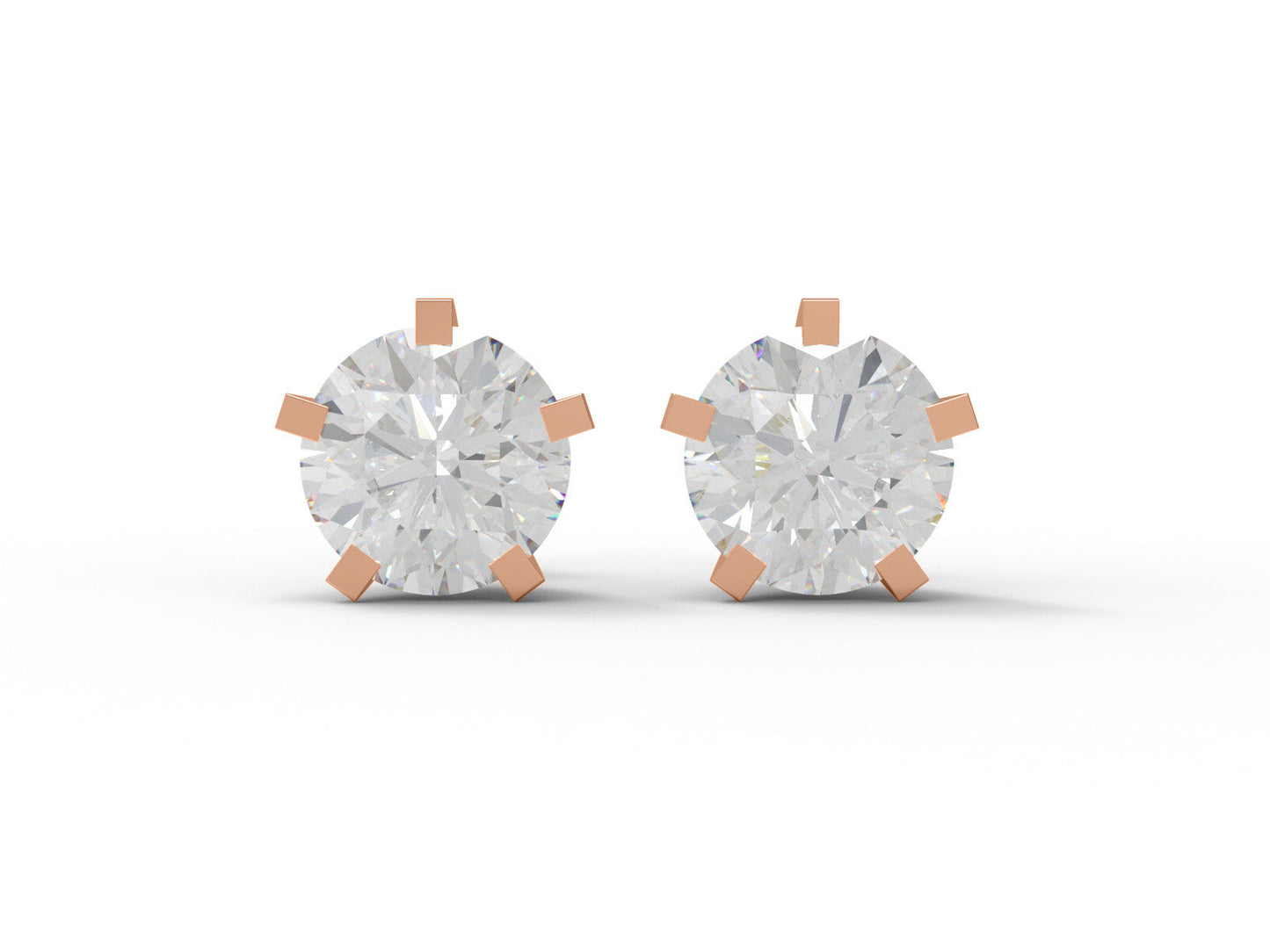 Moissanite Round Solitaire Stud Earrings - Sterling Silver