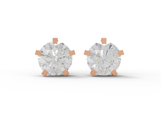 Moissanite Round Solitaire Stud Earrings - Sterling Silver