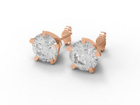 Moissanite Round Solitaire Stud Earrings - Sterling Silver