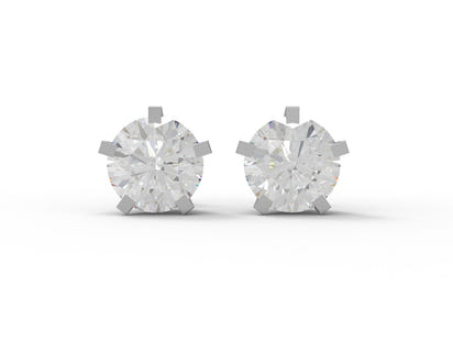 Moissanite Round Solitaire Stud Earrings - Sterling Silver