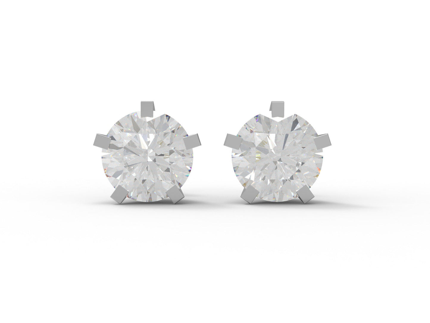 Moissanite Round Solitaire Stud Earrings - Sterling Silver