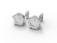 Moissanite Round Solitaire Stud Earrings - Sterling Silver