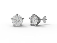 Moissanite Round Solitaire Stud Earrings - Sterling Silver
