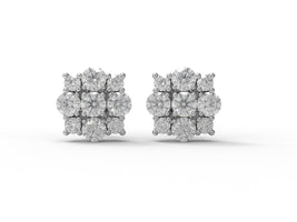 Moissanite Floral Sparkle Design Stud - Sterling Silver