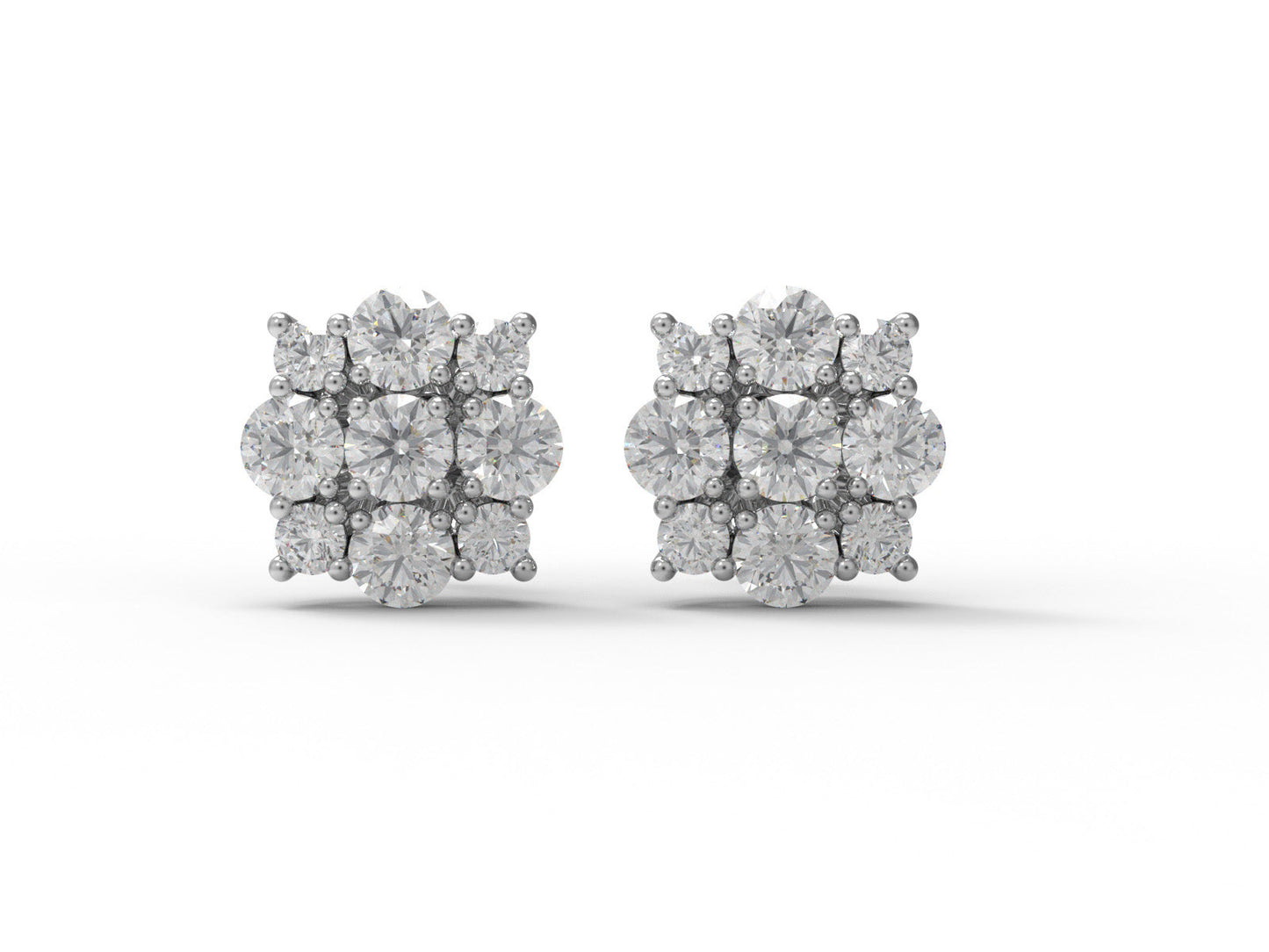 Moissanite Floral Sparkle Design Stud - Sterling Silver