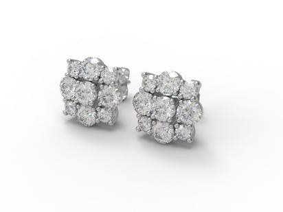 Moissanite Floral Sparkle Design Stud - Sterling Silver