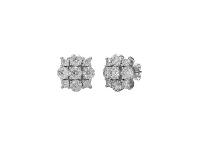 Moissanite Floral Sparkle Design Stud - Sterling Silver