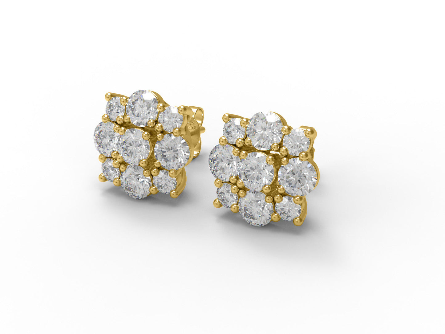 Moissanite Floral Sparkle Design Stud - Sterling Silver