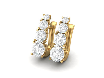 Moissanite 3.2 Ctw Hoop Earrings - 14K Yellow Gold
