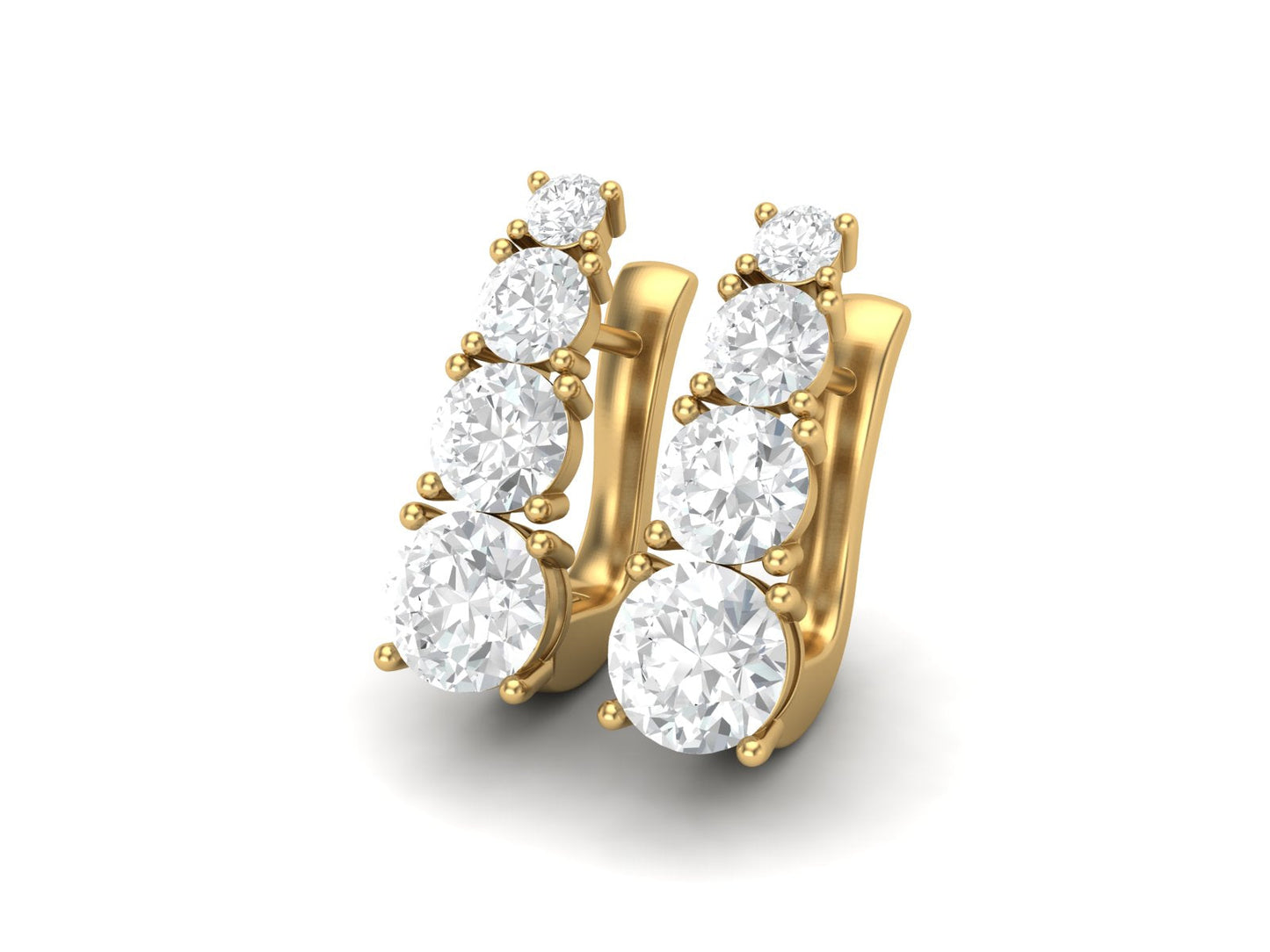 Moissanite 3.2 Ctw Hoop Earrings - 14K Yellow Gold