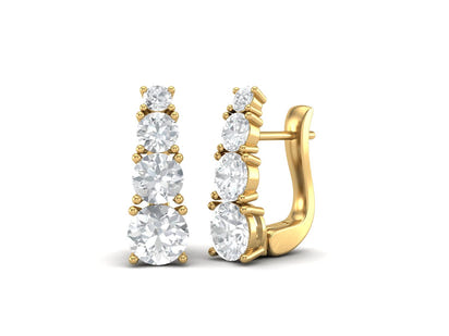 Moissanite 3.2 Ctw Hoop Earrings - 14K Yellow Gold