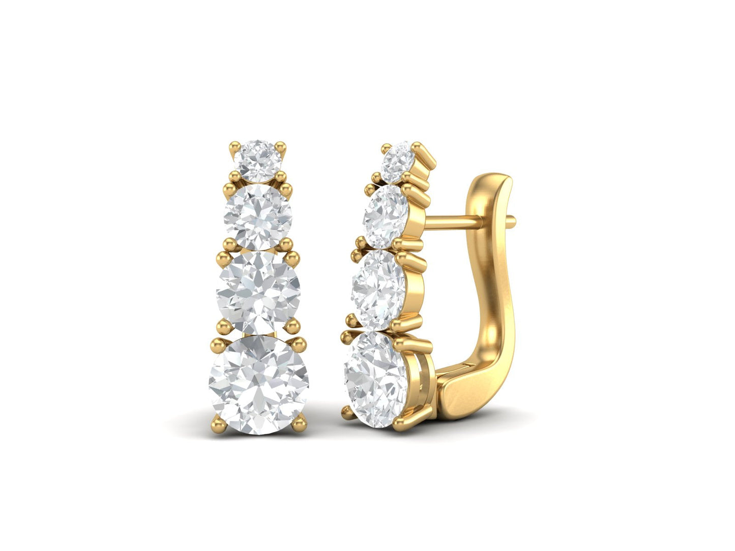 Moissanite 3.2 Ctw Hoop Earrings - 14K Yellow Gold