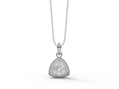 Moissanite Modern Trillion Halo Pendant - Sterling Silver