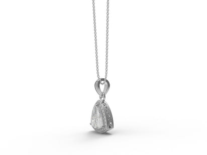 Moissanite Modern Trillion Halo Pendant - Sterling Silver