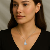 Moissanite Modern Trillion Halo Pendant - Sterling Silver