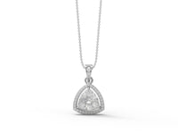 Moissanite Trillion Halo Pendant Necklace - Sterling Silver