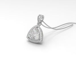 Moissanite Trillion Halo Pendant Necklace - Sterling Silver