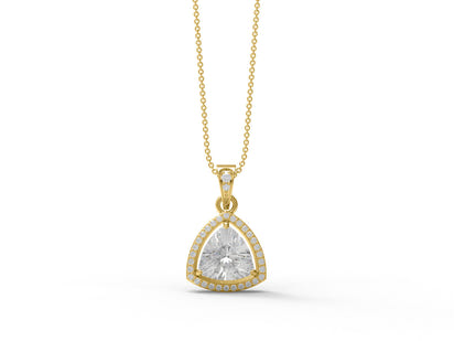 Moissanite Trillion Halo Pendant Necklace - Sterling Silver