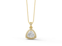 Moissanite Trillion Halo Pendant Necklace - Sterling Silver
