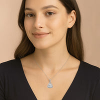 Moissanite Trillion Halo Pendant Necklace - Sterling Silver