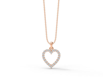 Moissanite Heart Outline Pendant - Sterling Silver