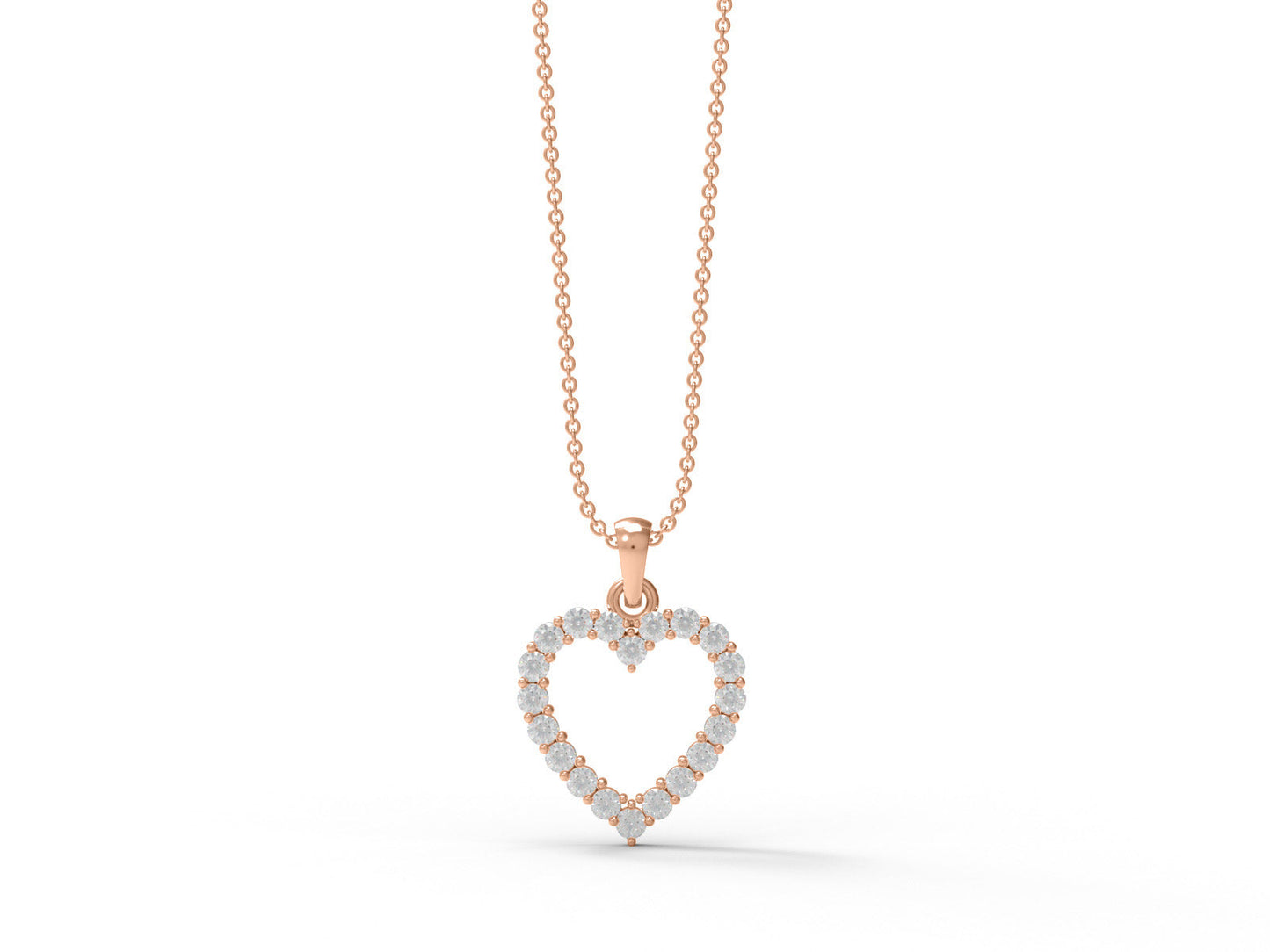 Moissanite Heart Outline Pendant - Sterling Silver