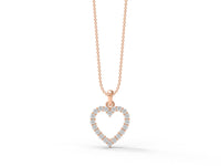 Moissanite Heart Outline Pendant - Sterling Silver