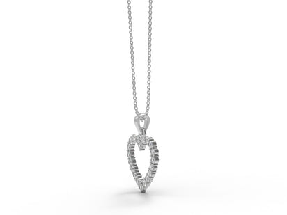 Moissanite Heart Outline Pendant - Sterling Silver