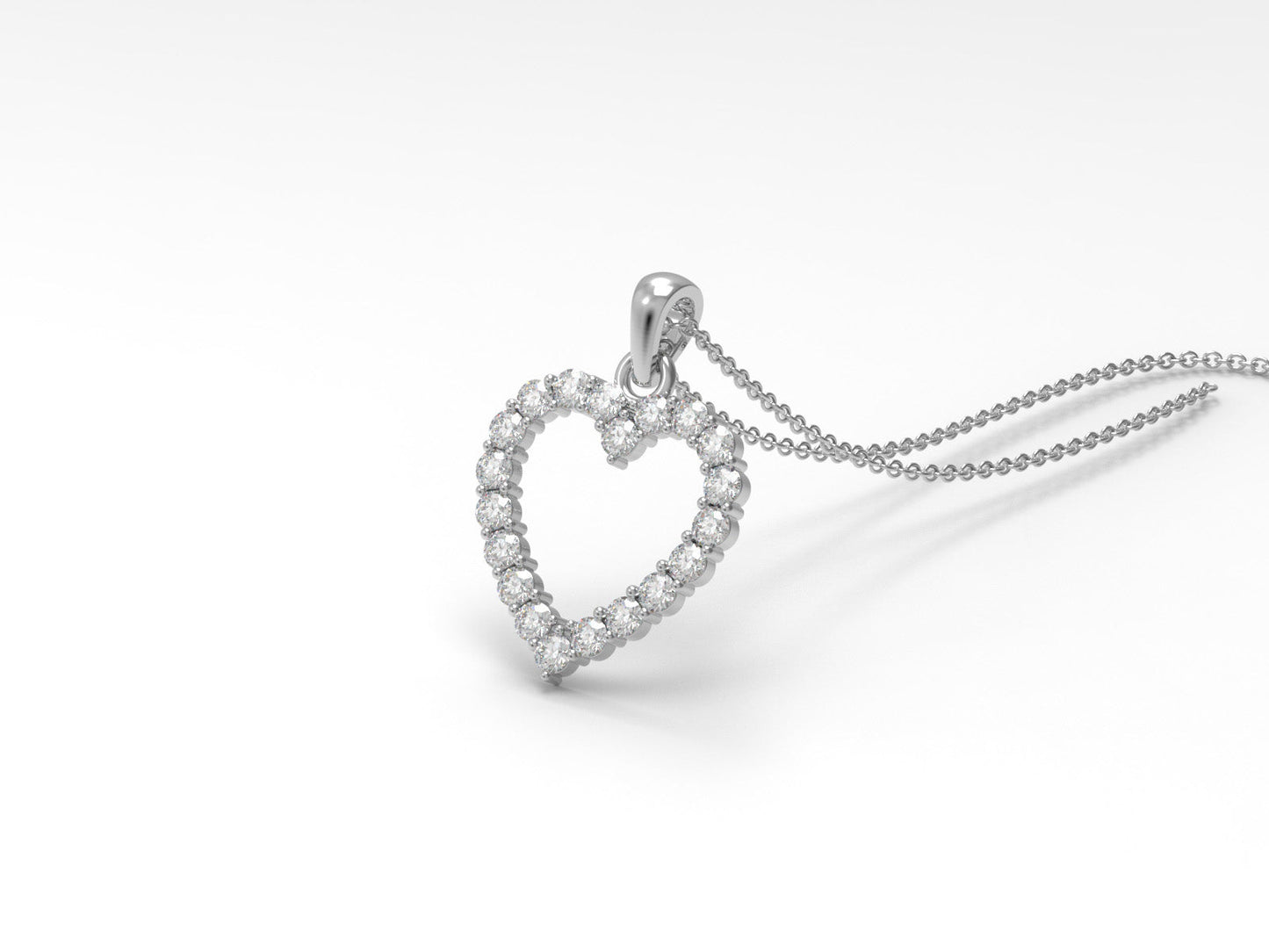 Moissanite Heart Outline Pendant - Sterling Silver