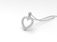 Moissanite Heart Outline Pendant - Sterling Silver