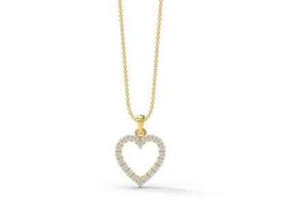 Moissanite Heart Outline Pendant - Sterling Silver