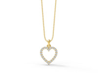 Moissanite Heart Outline Pendant - Sterling Silver