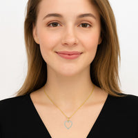 Moissanite Heart Outline Pendant - Sterling Silver