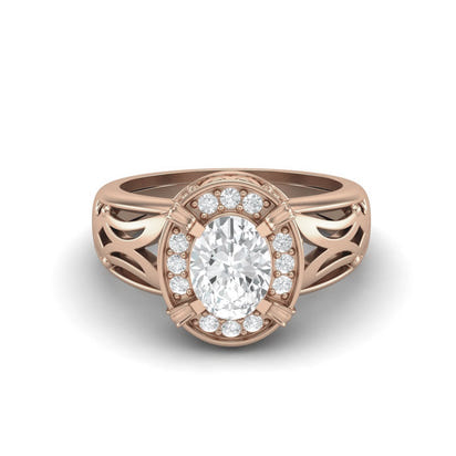 Oval-Cut Moissanite Filigree Ring – Sterling Silver