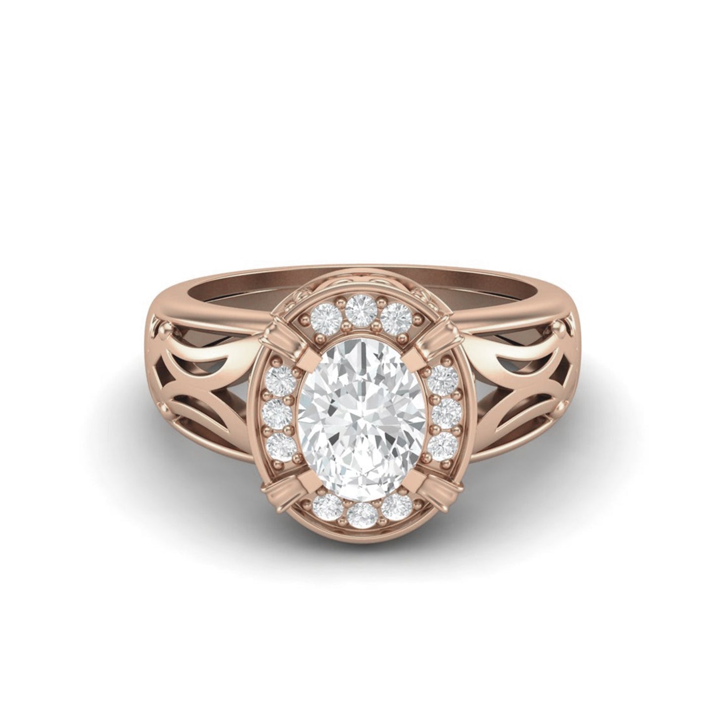 Oval-Cut Moissanite Filigree Ring – Sterling Silver