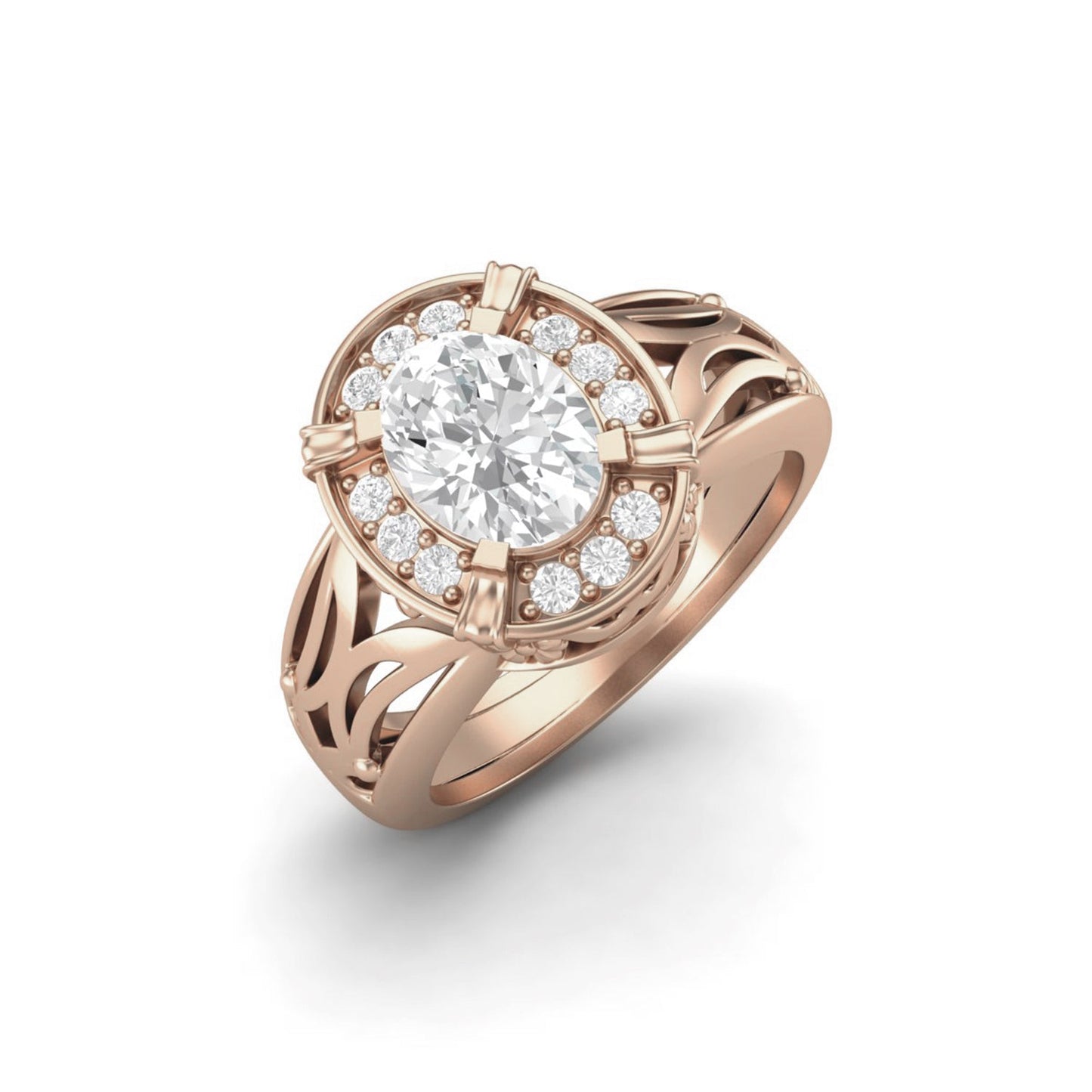 Oval-Cut Moissanite Filigree Ring – Sterling Silver