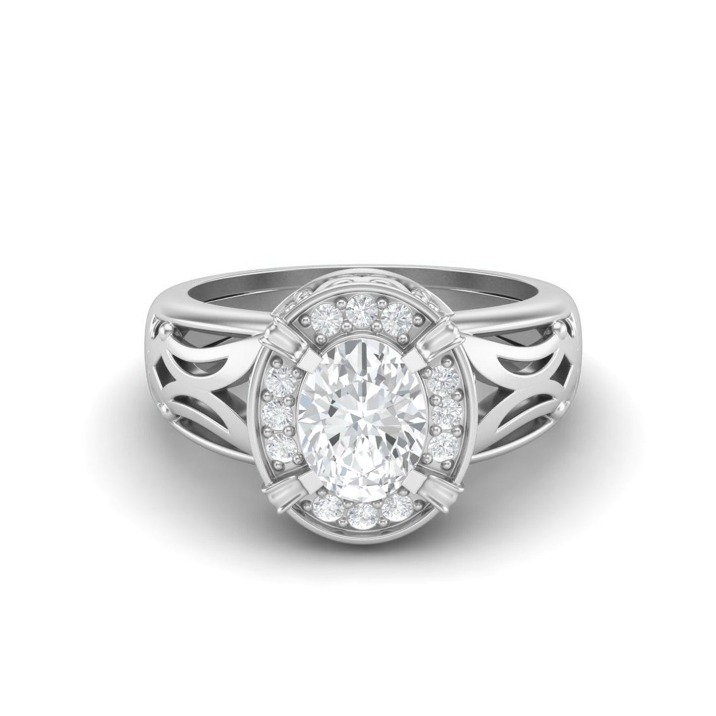 Oval-Cut Moissanite Filigree Ring – Sterling Silver