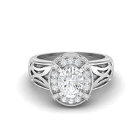 Oval-Cut Moissanite Filigree Ring – Sterling Silver