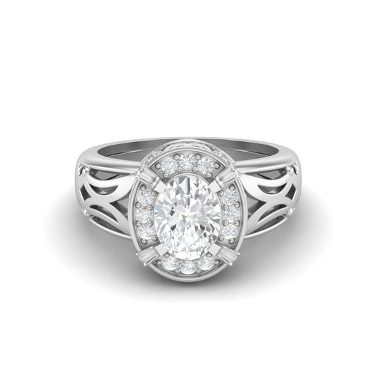 Oval-Cut Moissanite Filigree Ring – Sterling Silver