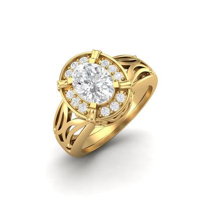 Oval-Cut Moissanite Filigree Ring – Sterling Silver