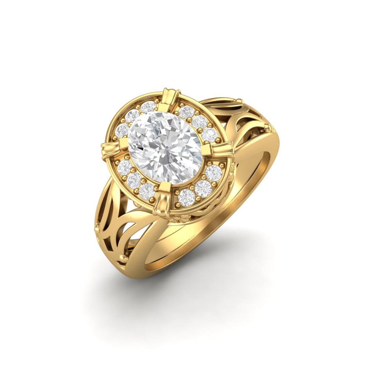 Oval-Cut Moissanite Filigree Ring – Sterling Silver