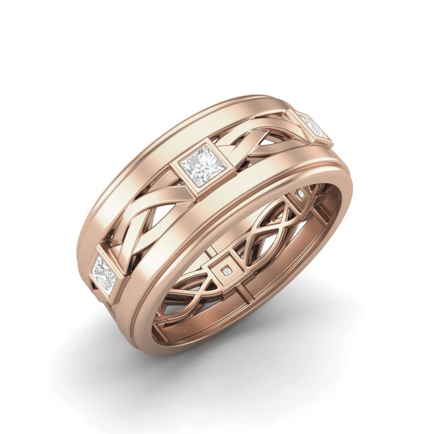 Moissanite Eternity Band - Sterling Silver Men's Ring