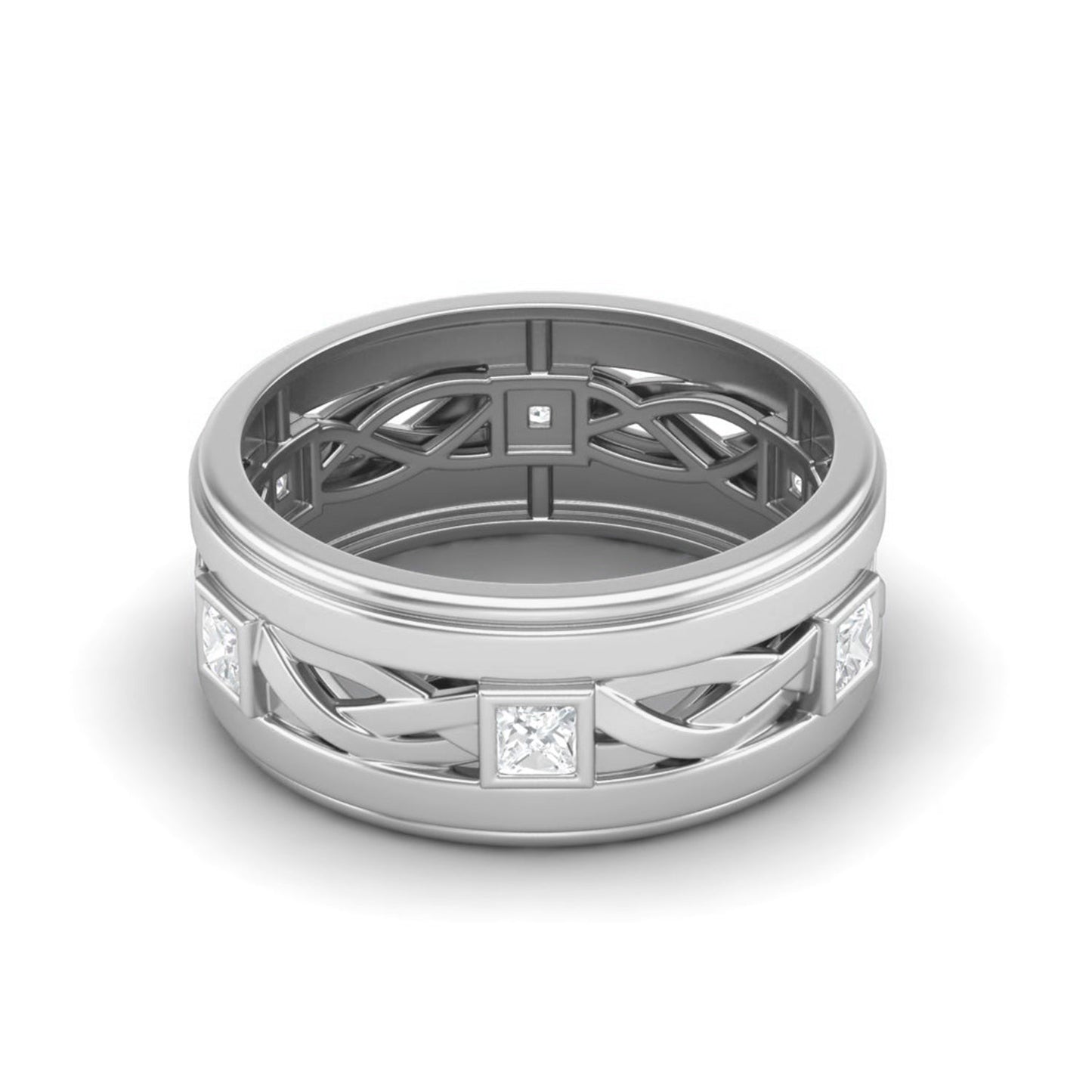 Moissanite Eternity Band - Sterling Silver Men's Ring