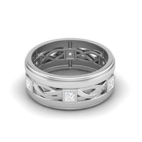 Moissanite Eternity Band - Sterling Silver Men's Ring