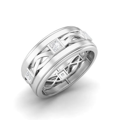 Moissanite Eternity Band - Sterling Silver Men's Ring