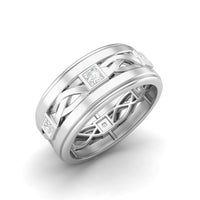 Moissanite Eternity Band - Sterling Silver Men's Ring