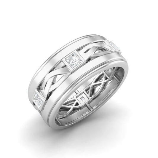Moissanite Eternity Band - Sterling Silver Men's Ring