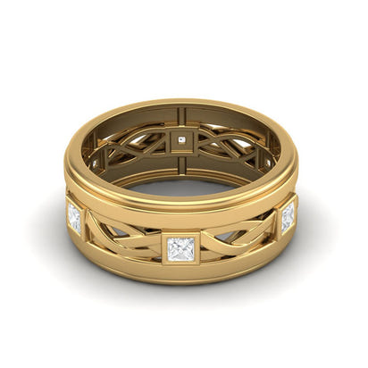 Moissanite Eternity Band - Sterling Silver Men's Ring